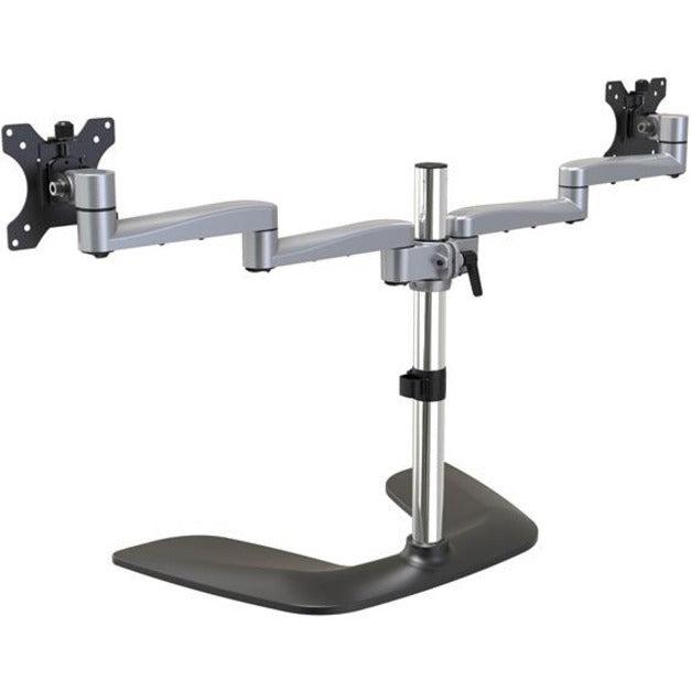 Startech.Com Dual Monitor Stand - Ergonomic Desktop Monitor Stand For Up To 32" Vesa Displays - Free-Standing Articulating Universal Computer Monitor Mount - Adjustable Height - Silver