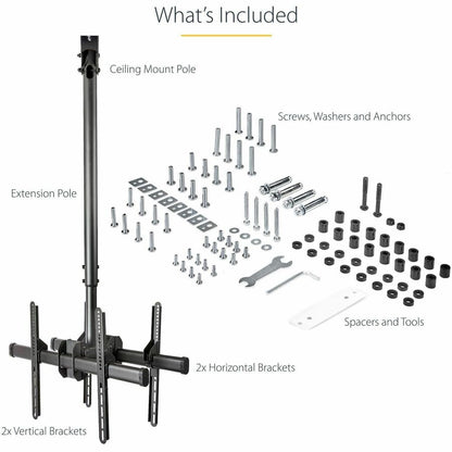 Startech.Com Dual Tv Ceiling Mount - Back-To-Back Heavy Duty Hanging Dual Screen Mount With