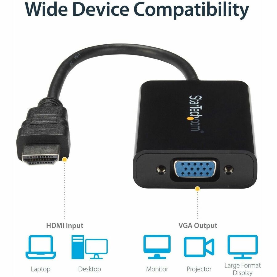 Startech.Com Hdmi To Vga Video Adapter Converter With Audio For Desktop Pc / Laptop / Ultrabook - 1920X1080