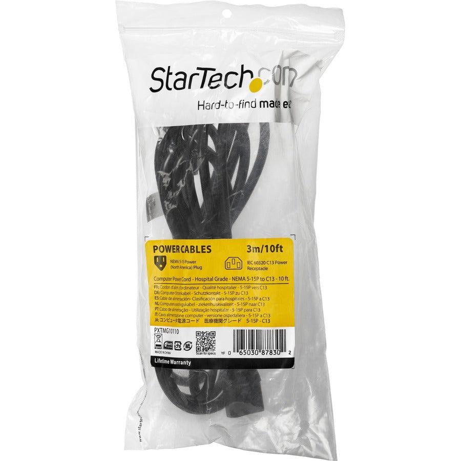 Startech.Com Hospital-Grade Power Cord - Nema 5-15P To C13 - 10 Ft.