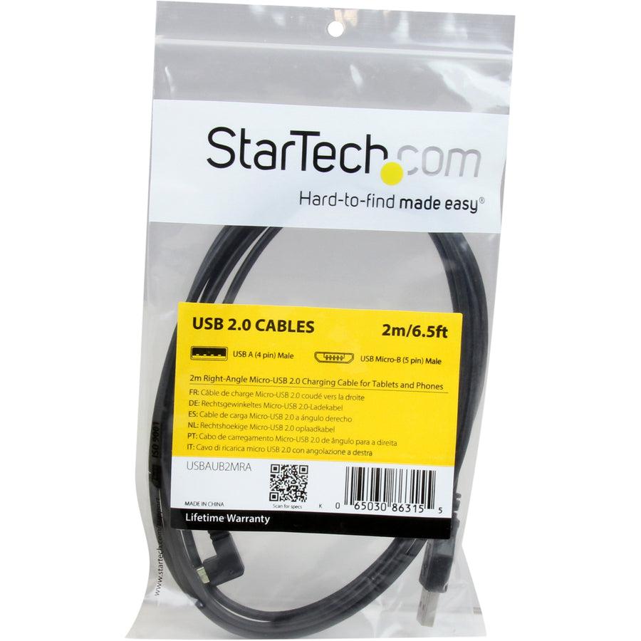 Startech.Com Micro-Usb Charge-And-Sync Cable M/M - Right-Angle Micro-Usb - 24 Awg - 2 M (6 Ft.)