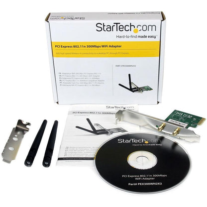 Startech.Com Pci Express Wireless N Adapter - 300 Mbps Pcie 802.11 B/G/N Network Adapter Card  2T2R 2.2 Dbi