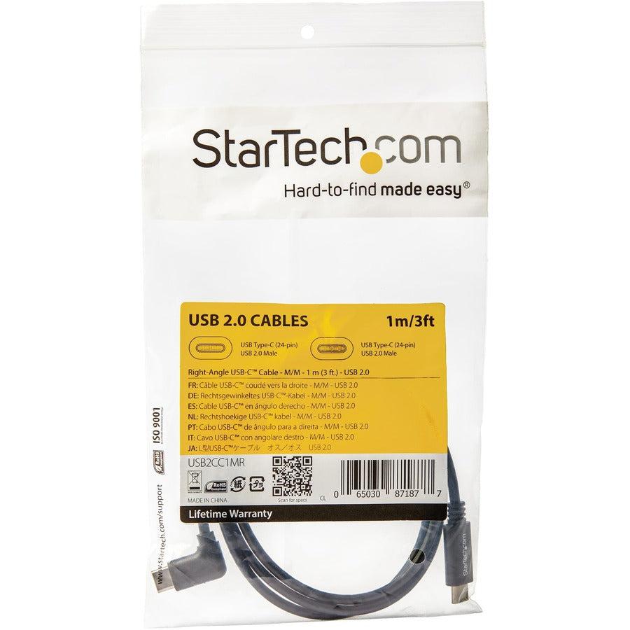 Startech.Com Right-Angle Usb-C Cable - M/M - 1 M (3 Ft.) - Usb 2.0