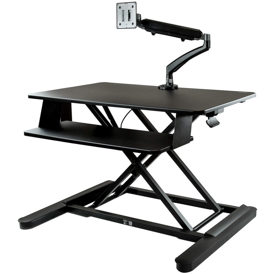 Startech.Com Sit-Stand Desk Converter With Monitor Arm - 35” Wide Work Surface - For Up To 26" Monitor