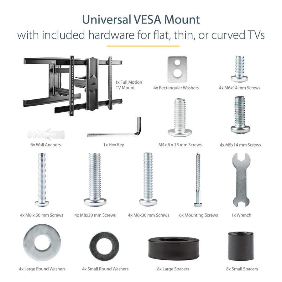 Startech.Com Tv Wall Mount For Up To 80 Inch (110Lb) Vesa Mount Displays - Low Profile Full Motion