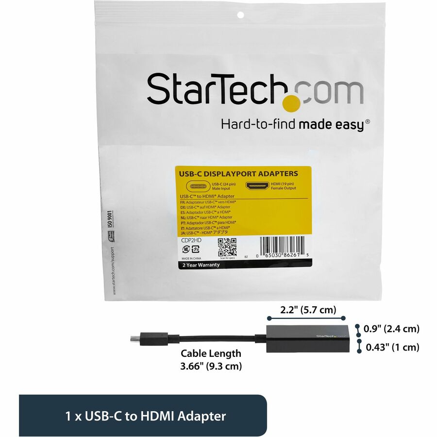 Startech.Com Usb-C Multiport Video Adapter - 3-In-1 - 4K 30Hz - Black