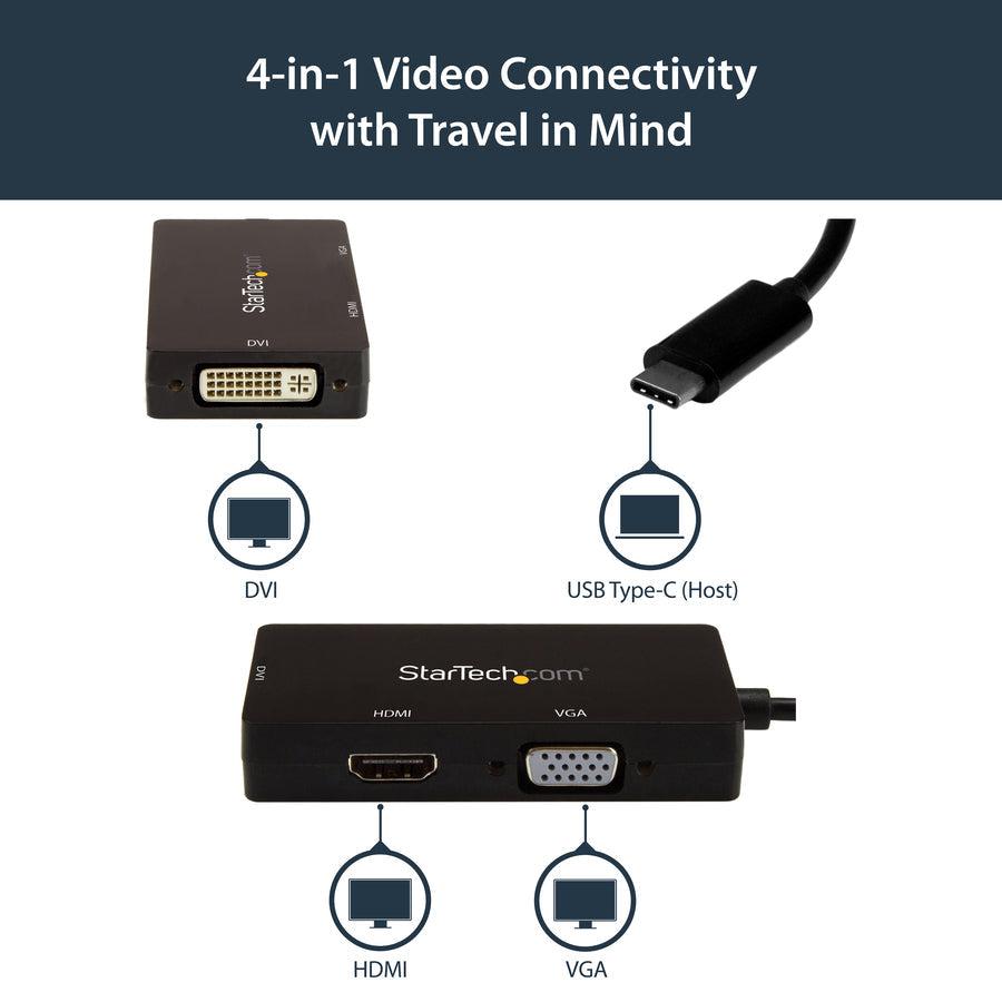 Startech.Com Usb-C Multiport Video Adapter - 3-In-1 - 4K 30Hz - Black