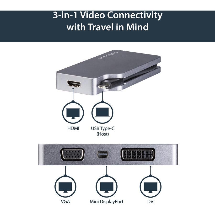 Startech.Com Usb C Multiport Video Adapter With Hdmi, Vga, Mini Displayport Or Dvi - Usb Type C Cdpvdhdmdpsg