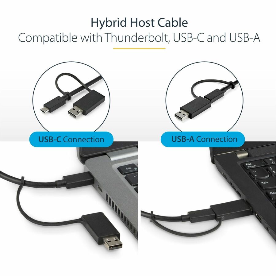 Startech.Com Usb-C & Usb-A Dock - Hybrid Universal Laptop Docking Station With 100W Power Delivery - Dual Monitor 4K 60Hz Hdmi & Displayport - 4X Usb 3.1 Gen 1 Hub, Gbe - Windows & Mac