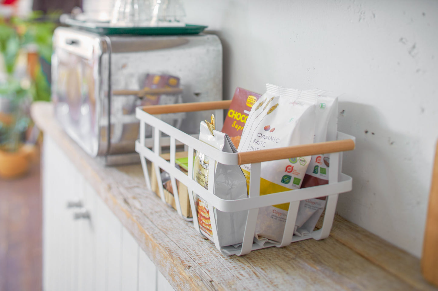 Storage Basket - Two Sizes - Steel + Wood