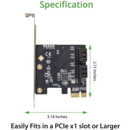 Syba Multimedia 4 Port Sata Iii Pci-E 3.0 X1 Card Non-Raid With Low Profile Bracket