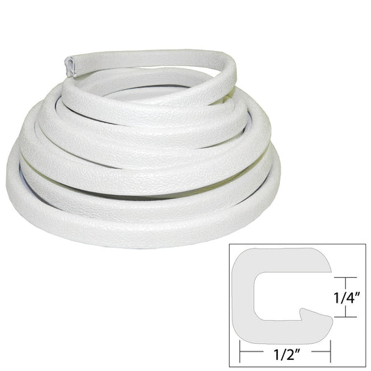 TACO Flexible Vinyl Trim - &#188;" Opening x &#189;"W x 25'L - White