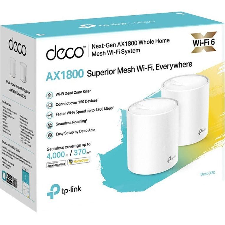 TP-Link Deco X20(2-pack) - Wi-Fi 6 IEEE 802.11ax Ethernet Wireless Router DECOX20(2-PACK)