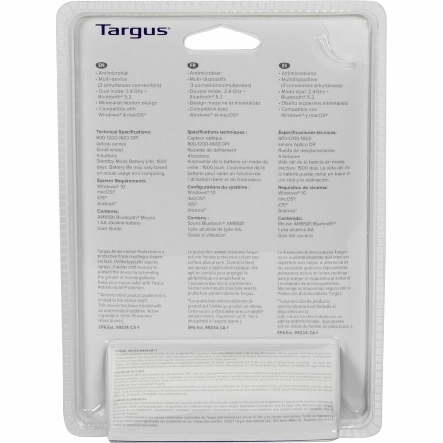 Targus Amb581Gl Mouse Ambidextrous Rf Wireless+Bluetooth