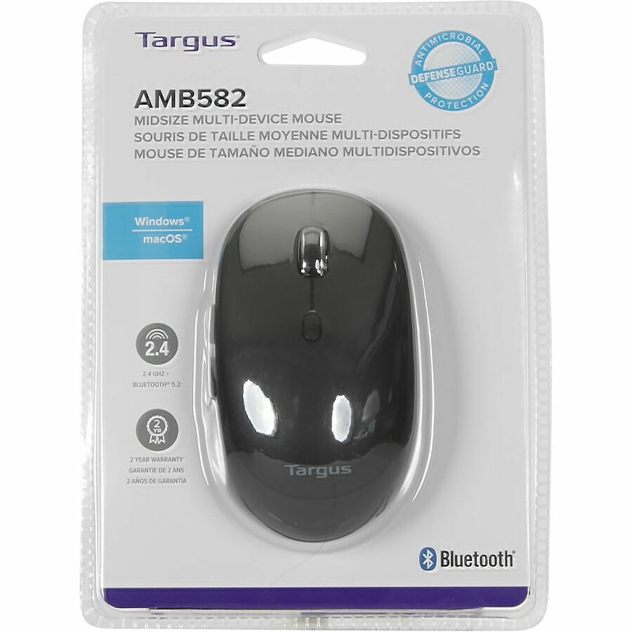 Targus Amb582Gl Mouse Right-Hand Rf Wireless+Bluetooth Optical 2400 Dpi