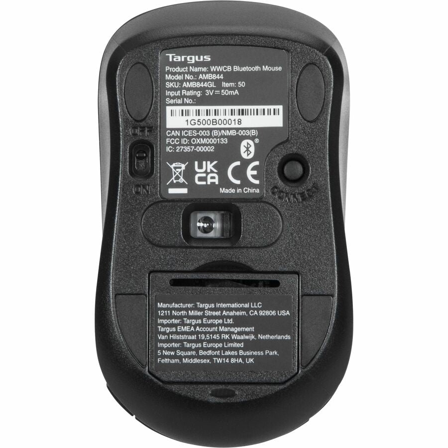 Targus Amb844Gl Mouse Ambidextrous Bluetooth Optical 1000 Dpi