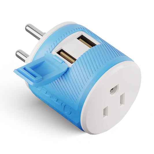 Thailand Travel Adapter - 3 in 1 - 2 USB - Type O - Compact Design (U2U-18)