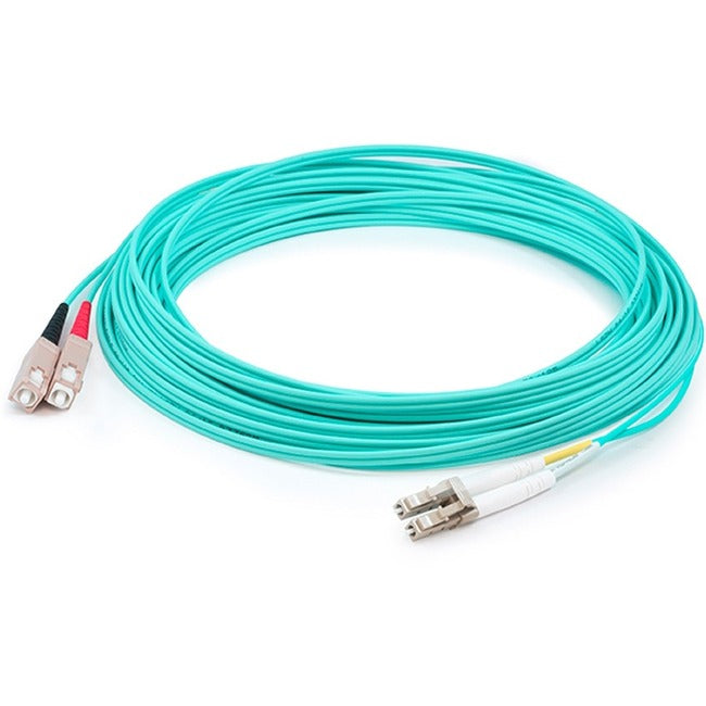 This Is A 20M Lc (Male) To Sc (Male) Aqua Duplex Riser-Rated Fiber Patch Cable.