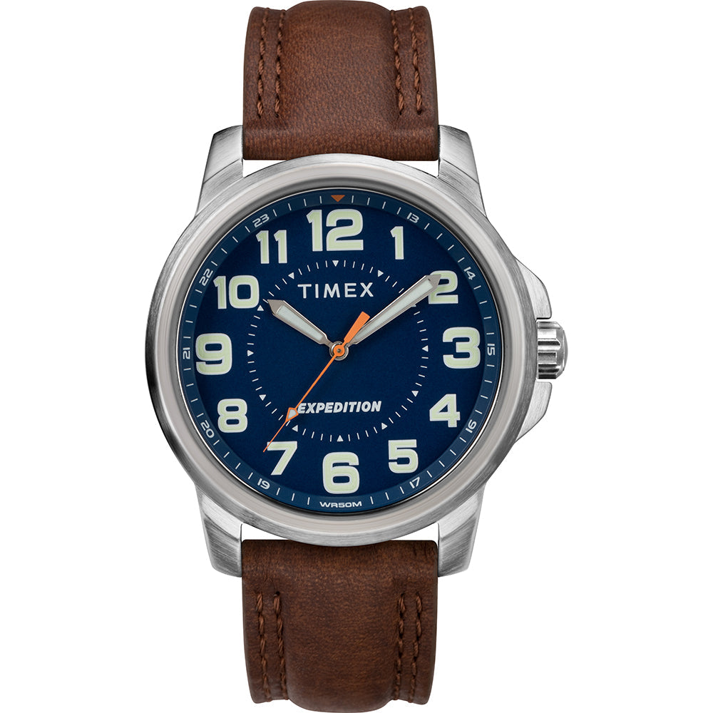 Timex Men&#39;s Expedition&reg; Metal Field Watch - Blue Dial/Brown Strap