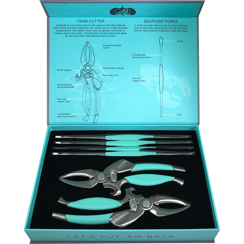 Toadfish Crab/Lobster Tool Set - 2 Shell Cutters &amp; 4 Seafood Forks