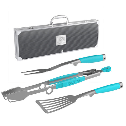 Toadfish Ultimate Grill Set + Case - Tongs, Spatula &amp; Fork