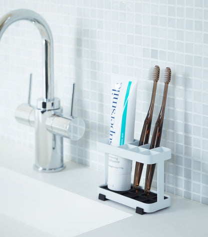 Toothbrush + Toothpaste Stand - Steel