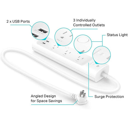 Tp-Link Kasa Smart Kp303 - Kasa Smart Plug Power Strip With 3 Outlets