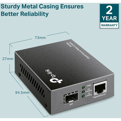 Tp-Link Mc220L - Gigabit Sfp To Rj45 Fiber Media Converter