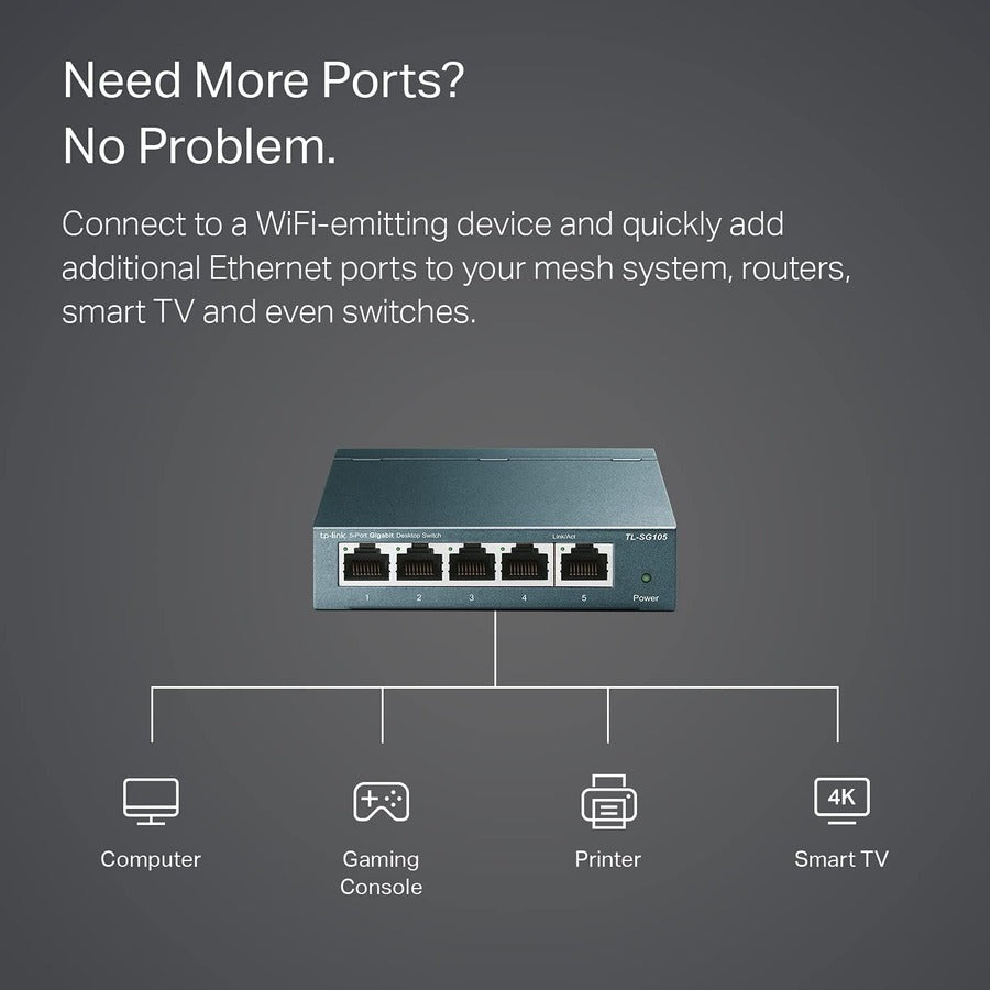 Tp-Link Tl-Sg105 - 5 Port Gigabit Unmanaged Ethernet Network Switch - Limited Lifetime Protection