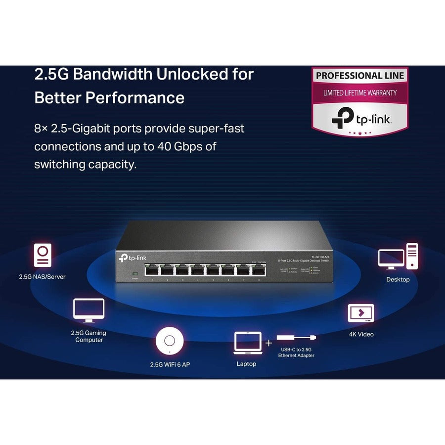 Tp-Link Tl-Sg108-M2 - 8-Port Multi-Gigabit Unmanaged Network Switch - Limited Lifetime Protection