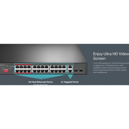 Tp-Link Tl-Sl1226P - 24-Port 10/100Mbps Fast Ethernet Poe Switch - Limited Lifetime Protection