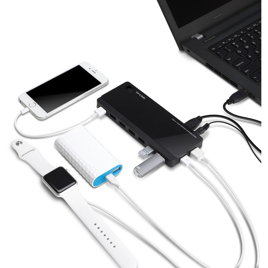 Tp-Link Uh720 - Powered Usb Hub 3.0 With 7 Usb 3.0 Data Ports And 2 Smart Charging Usb Ports