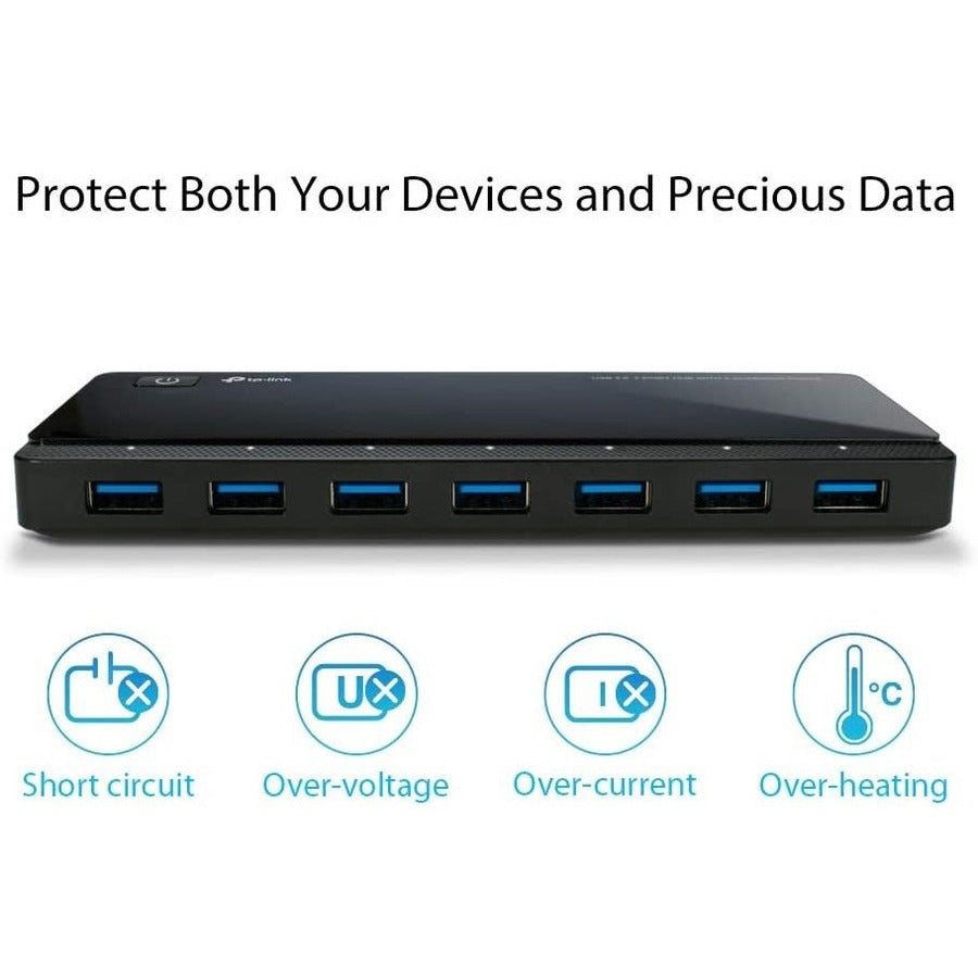 Tp-Link Uh720 - Powered Usb Hub 3.0 With 7 Usb 3.0 Data Ports And 2 Smart Charging Usb Ports