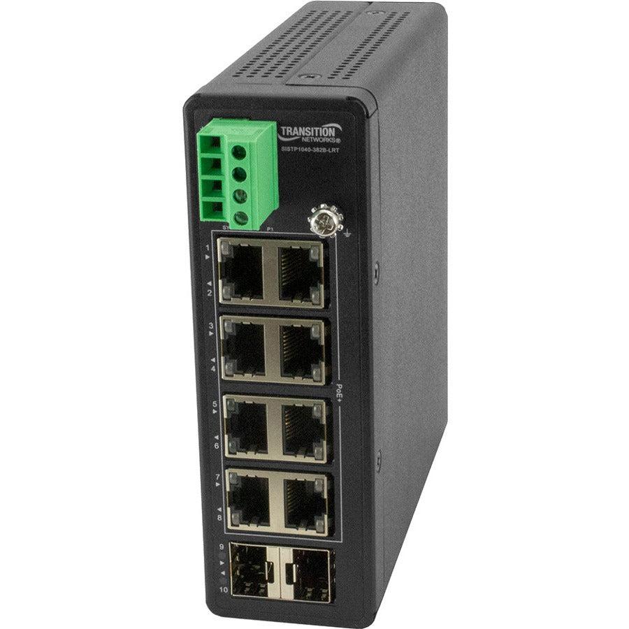 Transition Networks Unmanaged Hardened Gigabit Ethernet PoE+ Switch with Low Voltage Input