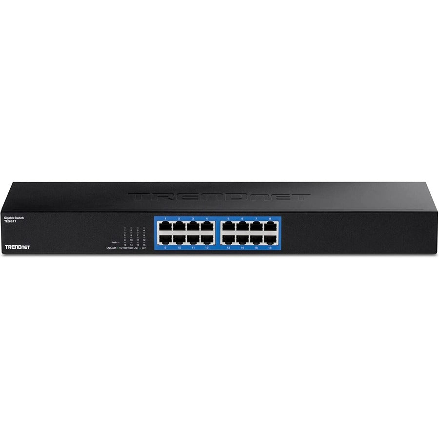 Trendnet 16-Port Gigabit Switch, Teg-S17, 16 X Gigabit Rj-45 Ports, 32Gbps Switching Capacity, Fanless Design, Metal Enclosure, Internal Power Supply, Lifetime Protection, Black