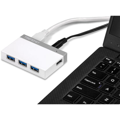 Trendnet 4-Port Usb 3.0 Ultra-Mini Hub, 1M (3Ft. Usb 3.0 Cable), Up To 5Gbps, Power Adapter Included, Plug &Play, Backwards Compatibility With Usb 2.0/Usb 1.1, Tu3-H4