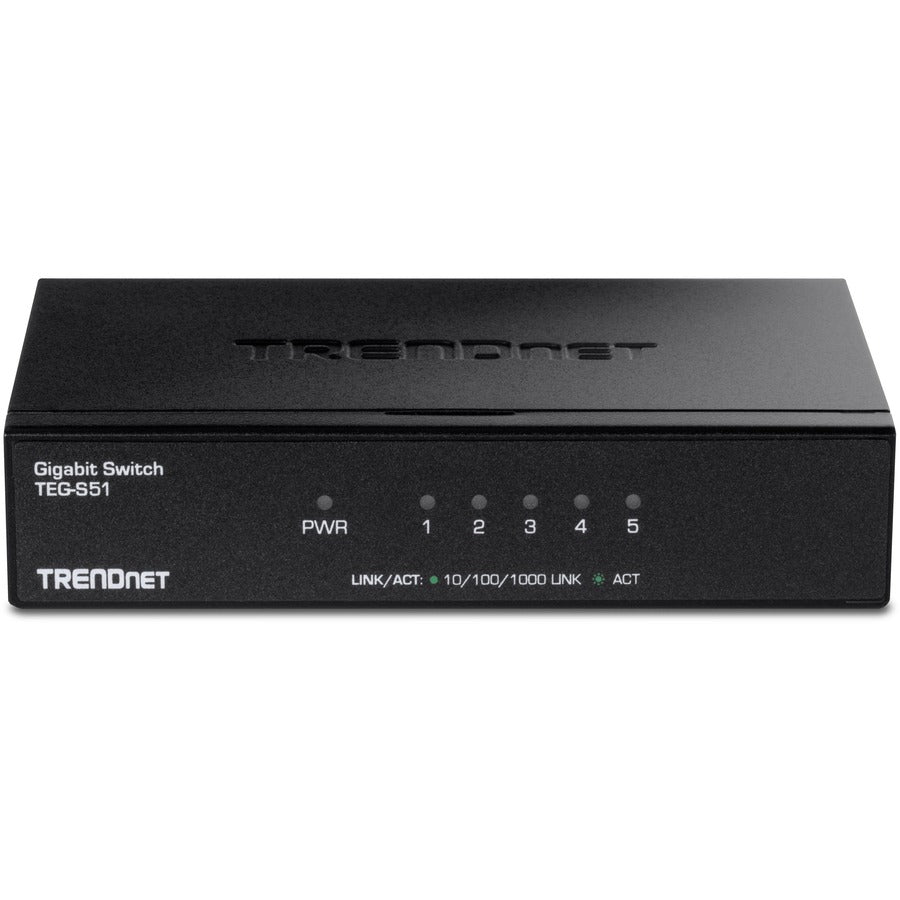 Trendnet 5-Port Gigabit Desktop Switch, Teg-S51, 5 X Gigabit Rj-45 Ports, 10Gbps Switching Capacity, Fanless Design, Metal Enclosure, Lifetime Protection, Black