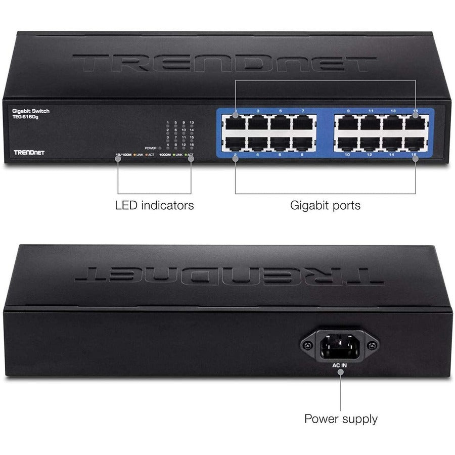 Trendnet Teg-S16Dg Network Switch Unmanaged Black