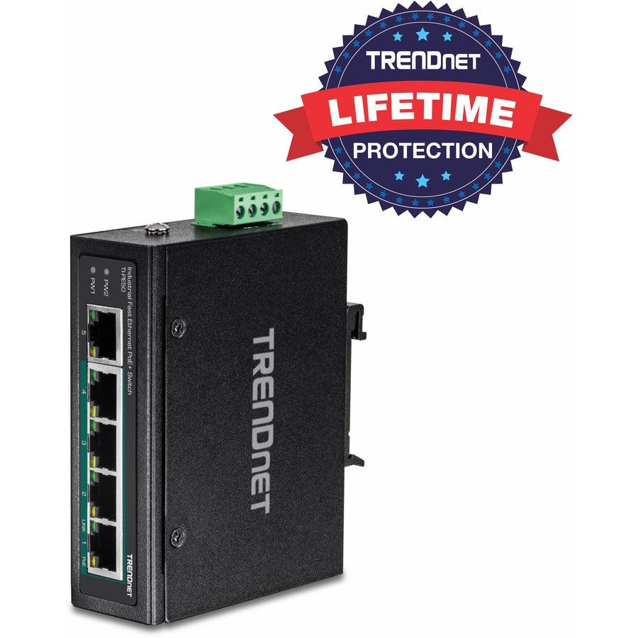 Trendnet Ti-Pe50 Network Switch Unmanaged Fast Ethernet (10/100) Power Over Ethernet (Poe) Black