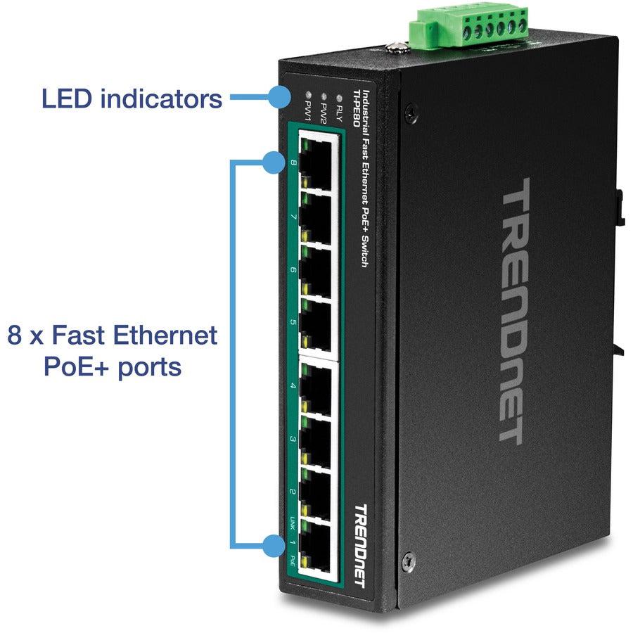 Trendnet Ti-Pe80 Network Switch Fast Ethernet (10/100) Power Over Ethernet (Poe) Black