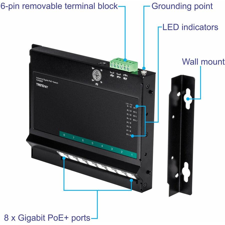 Trendnet Ti-Pg80F Network Switch Unmanaged Gigabit Ethernet (10/100/1000) Power Over Ethernet (Poe)