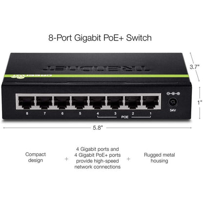 Trendnet Tpe-Tg44G Network Switch Power Over Ethernet (Poe) Black