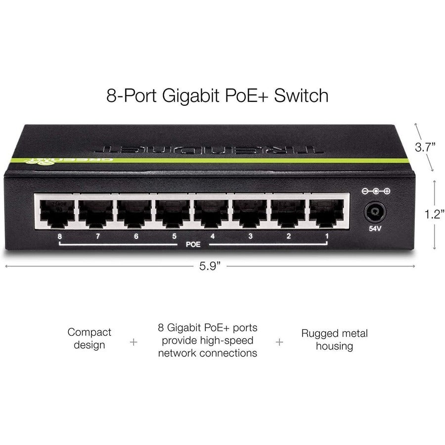 Trendnet Tpe-Tg82G Network Switch Gigabit Ethernet (10/100/1000) Power Over Ethernet (Poe) Black