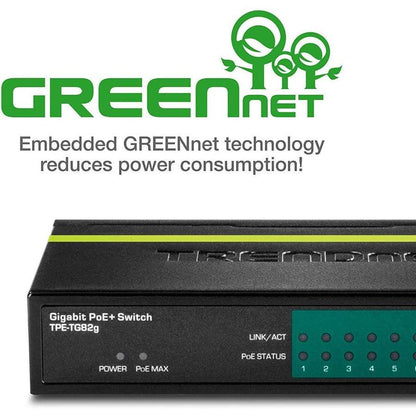 Trendnet Tpe-Tg82G Network Switch Gigabit Ethernet (10/100/1000) Power Over Ethernet (Poe) Black