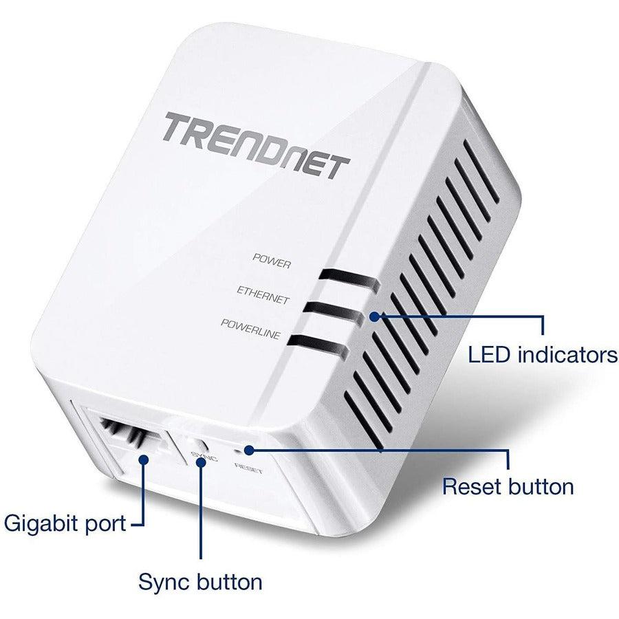 Trendnet Tpl-422E2K Powerline Network Adapter 1300 Mbit/S Ethernet Lan White