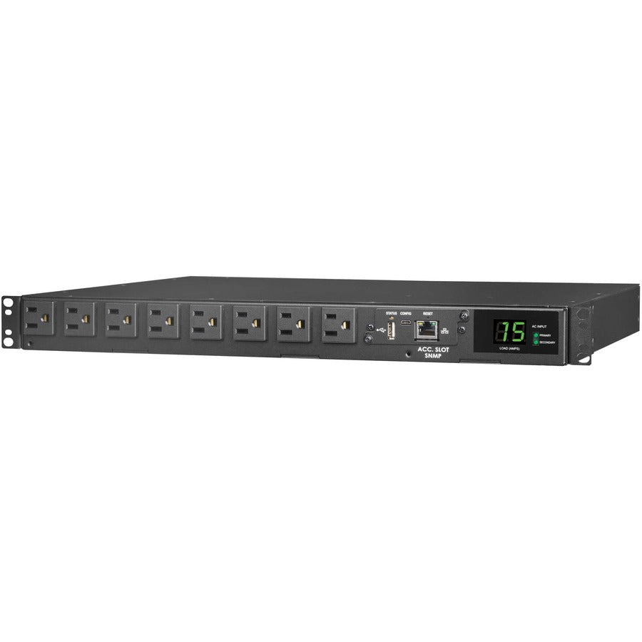 Tripp Lite 1.44Kw 120V Single-Phase Ats/Monitored Pdu - 8 Nema 5-15R Outlets, Dual 5-15P Inputs, 12 Ft. Cords, 1U, Taa