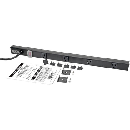Tripp Lite 4-Outlet Power Strip, Right-Angle Nema 5-15R - 15A, 120V, 6 Ft. Cord, Right-Angle 5-15P Plug, 24 In.