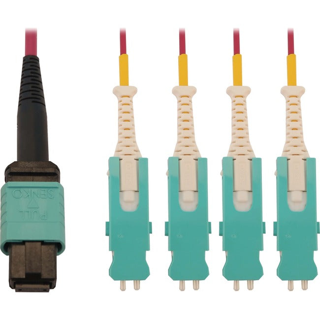 Tripp Lite 40/100/400G Multimode 50/125 Om4 Breakout Fiber Optic Cable (12F Mtp/Mpo-Pc To 4X Duplex Sn-Pc F/M), Lszh, Magenta, 2 M (6.6 Ft.)