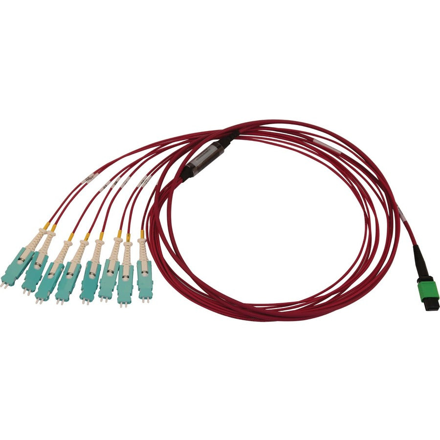 Tripp Lite 40/100/400G Multimode 50/125 Om4 Breakout Fiber Optic Cable (16F Mtp/Mpo-Apc To 8X Duplex Sn-Pc F/M), Lszh, Magenta, 2 M (6.6 Ft.)