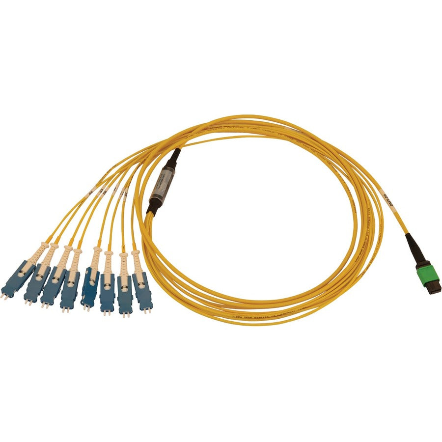 Tripp Lite 40/100/400G Singlemode 9/125 Os2 Breakout Fiber Optic Cable (16F Mtp/Mpo-Apc To 8X Duplex Sn-Upc F/M), Lszh, Yellow, 3 M (9.8 Ft.)